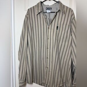 Columbia Men's Striped Tan Button Down Shirt